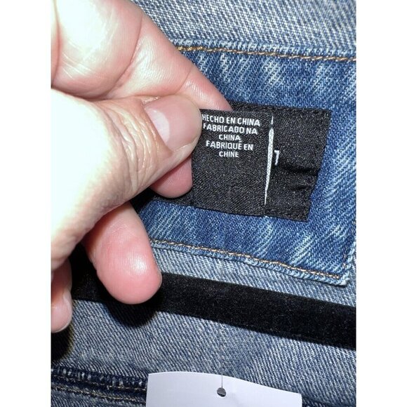 NWT FOREVER 21 Mens Rainbow Trim Distressed Denim Jean Jacket Size Small - Picture 6 of 11